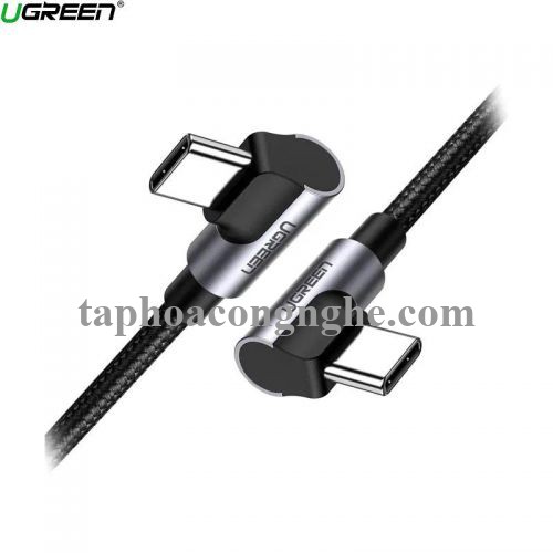 Ugreen 70528 0.5M PD 3A 20v 60W 2 đầu bẻ góc 90 độ cáp USB type C ra USB type C đầu nhôm mạ nickel chống nhiễu US323 30070528